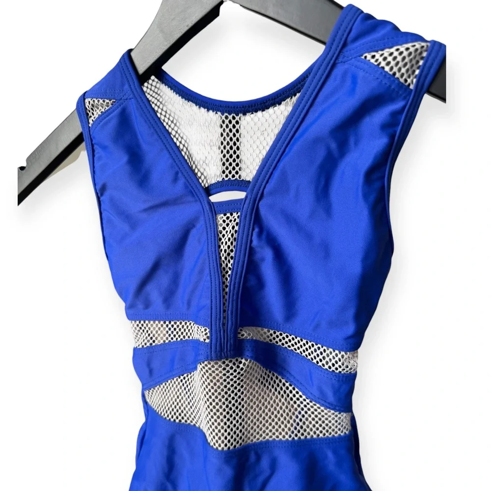 5 Dancewear Royal Blue Mesh Gymnastics Leotard Youth YL